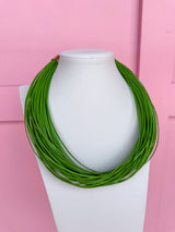 Leatherette Multi Strand Necklace - Lime