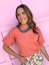 Southern Charm Puff Sleeve Top - Orange