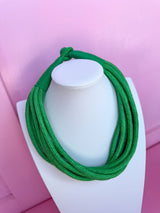 Multi Strand Slub Rope Necklace - Kelly Green