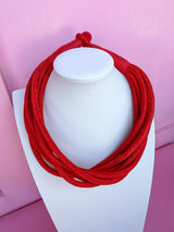 Multi Strand Slub Rope Necklace - Red