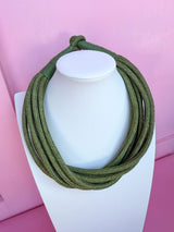 Multi Strand Slub Rope Necklace - Sage Green