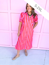 Pretty In Stripes Dress - Pink