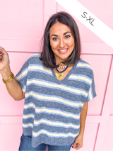 In The Mix Striped Sweater - Navy