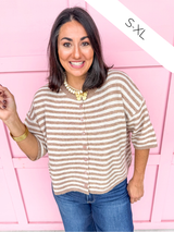 Easy Choice Bell Sleeve Cardigan - Mocha Stripe
