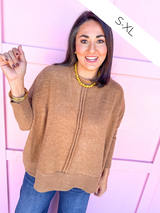 Keep It Easy Oversized Top - Camel
