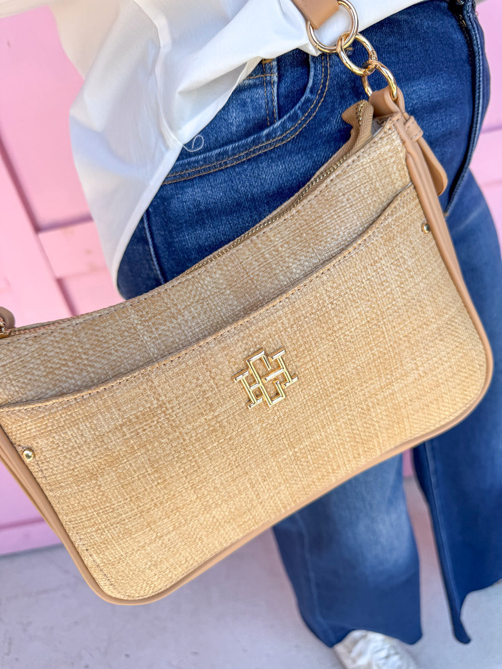Caroline Hill | Paxton Crossbody with Pockets - Natural