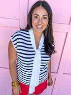 Keep It Straight Top - Ivory/Navy
