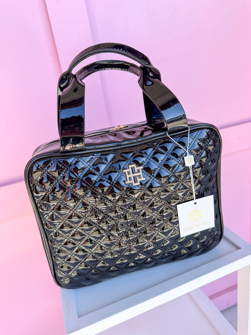 Caroline Hill | Punta Cana Large Case - Black Patent