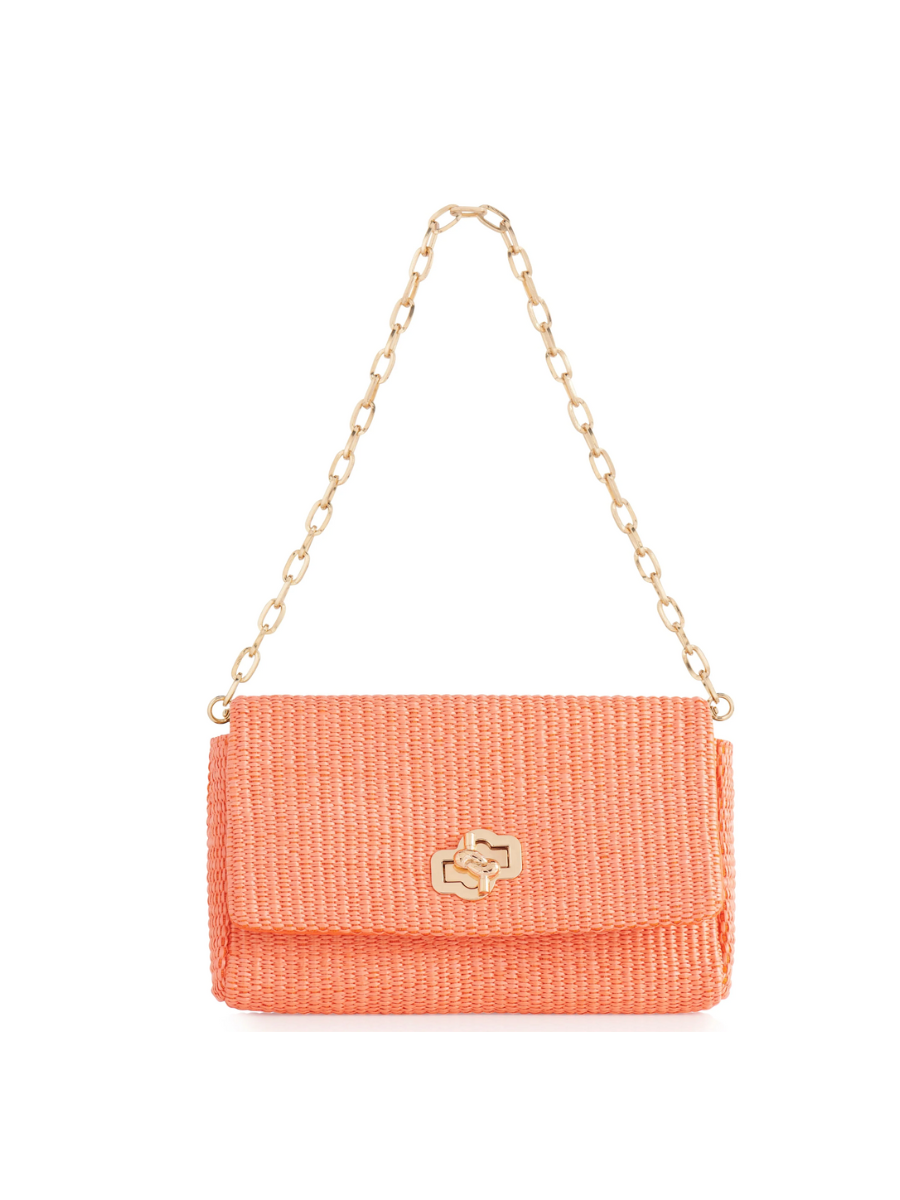 Shiraleah Raffaella Shoulder Bag Orange Woven Purse Gold Chain Strap Women's Accessory Jincy's Gift