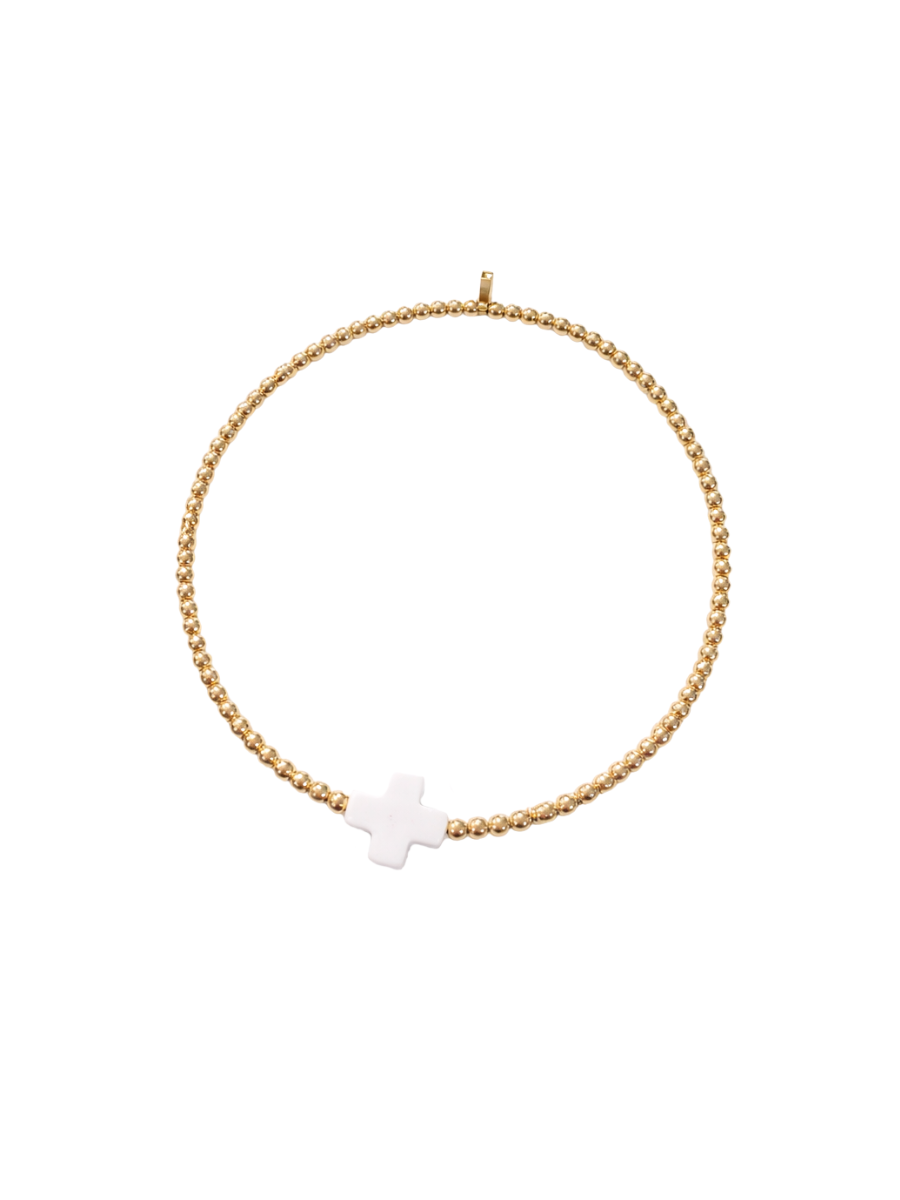 Jincy’s | Megan - 2mm - 18K Gold Bead Cross Bracelet