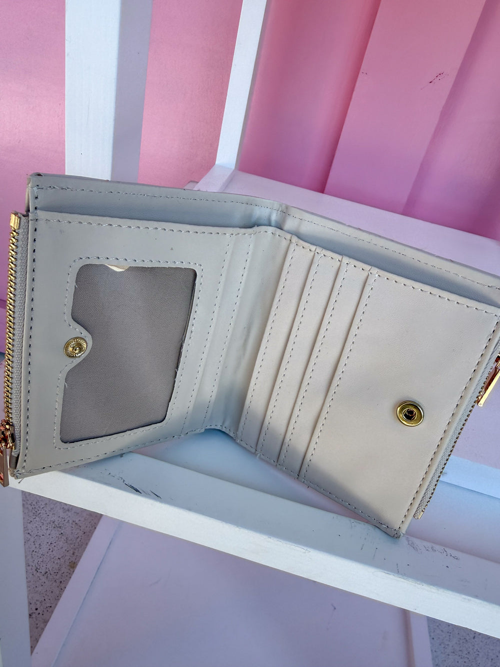 Caroline Hill | Cream Quilted Monica Double Zip Wallet - Cream Quilted