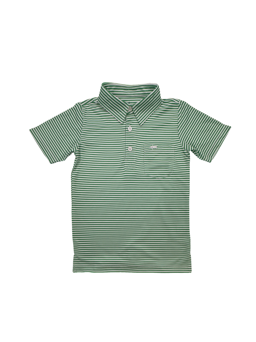 Saltwater Boys | Inshore Performance Polo - Green Stripe