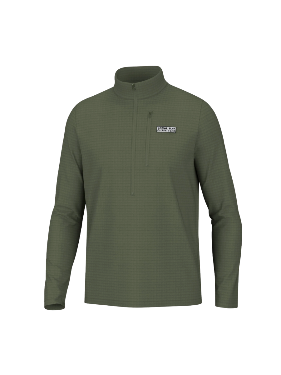 local boy waffle half zip olive green mens outerwear tripp