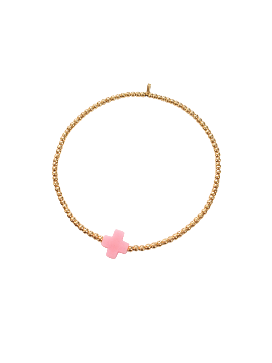 Jincy’s | Megan - 2mm - 18K Gold Bead Cross Bracelet