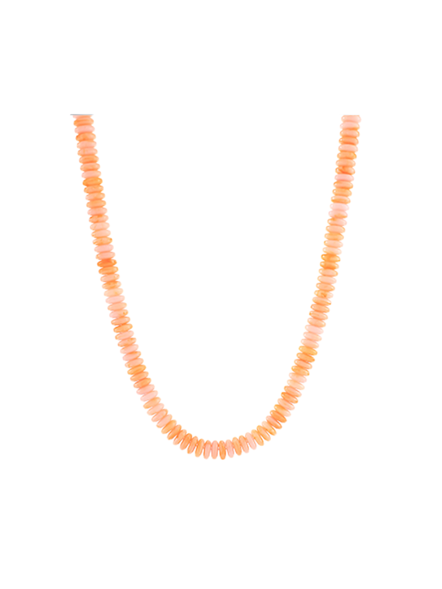 wide disk marble bead necklace orange & light pink color womens accessory gift jincy's