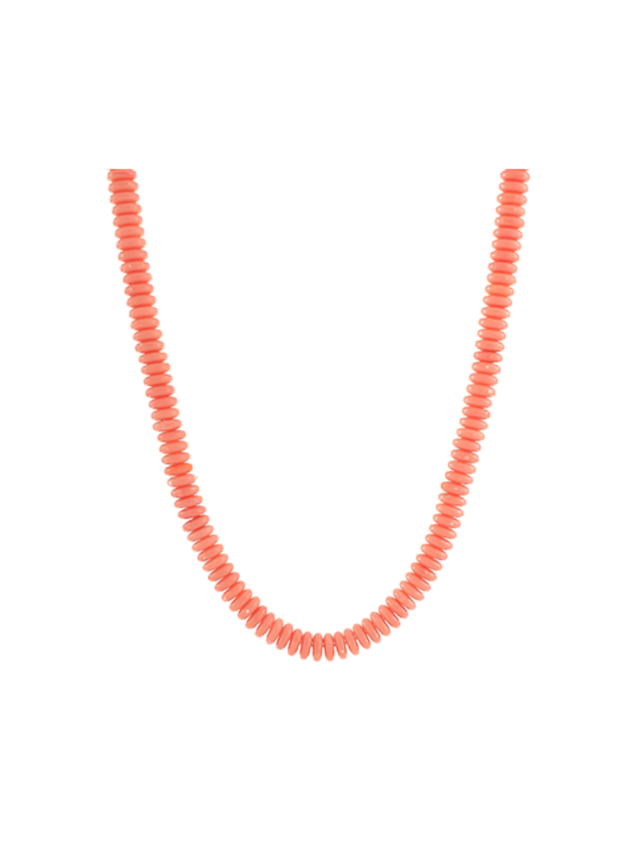 wide disk marble bead necklace coral color womens accessory gift jincy's