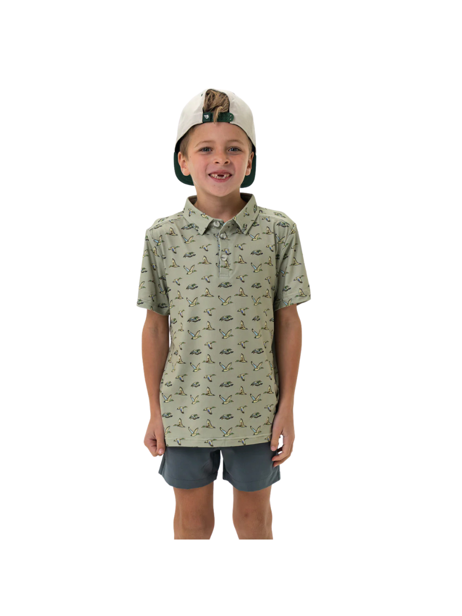 BURLEBO | Youth Polo - Flying Ducks - Green