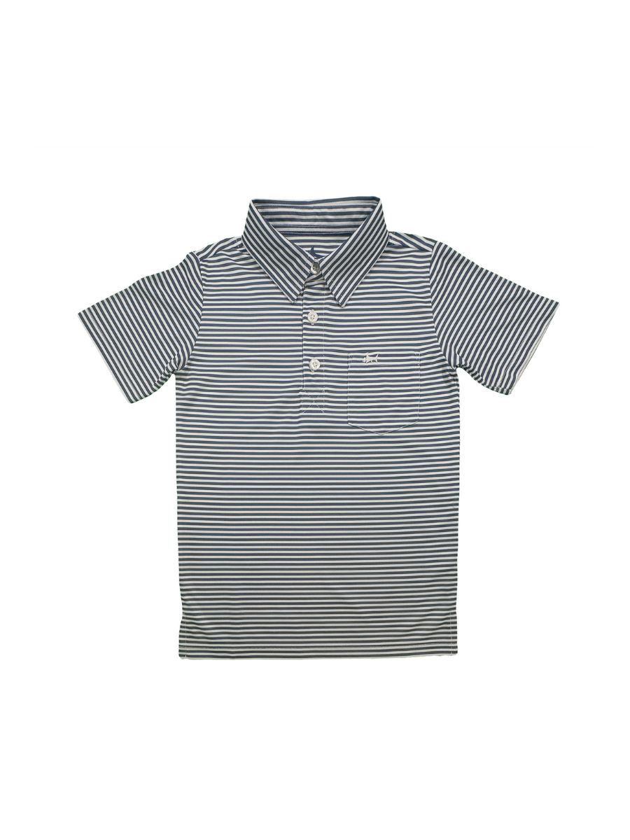 Saltwater Boys | Inshore Performance Polo - Navy Stripe