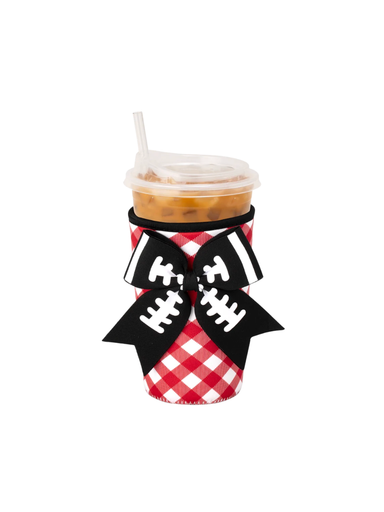 Swig Gameday Gingham Coolie Red & Black drinkware football bow jincy's 