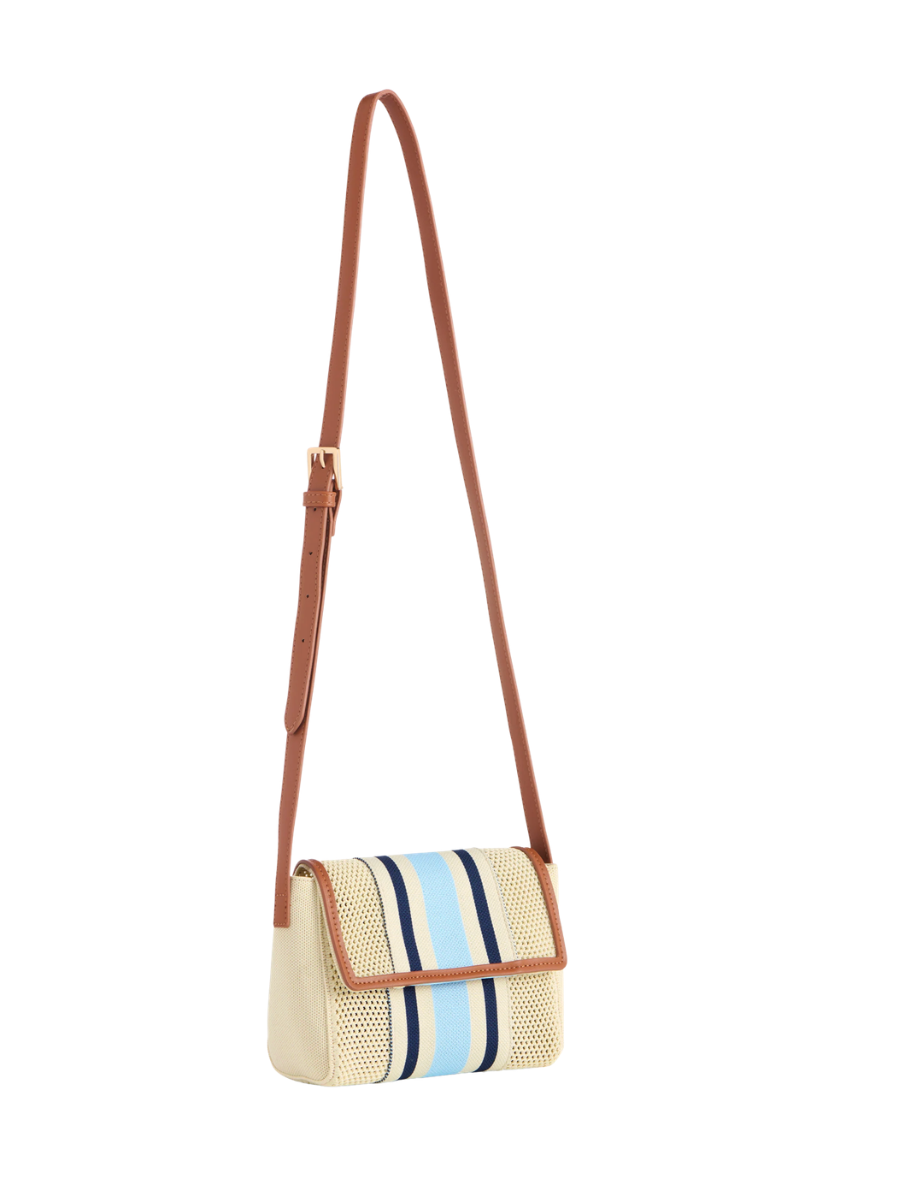 Aria Crossbody natural purse womens boutique woven blues white jincy's
