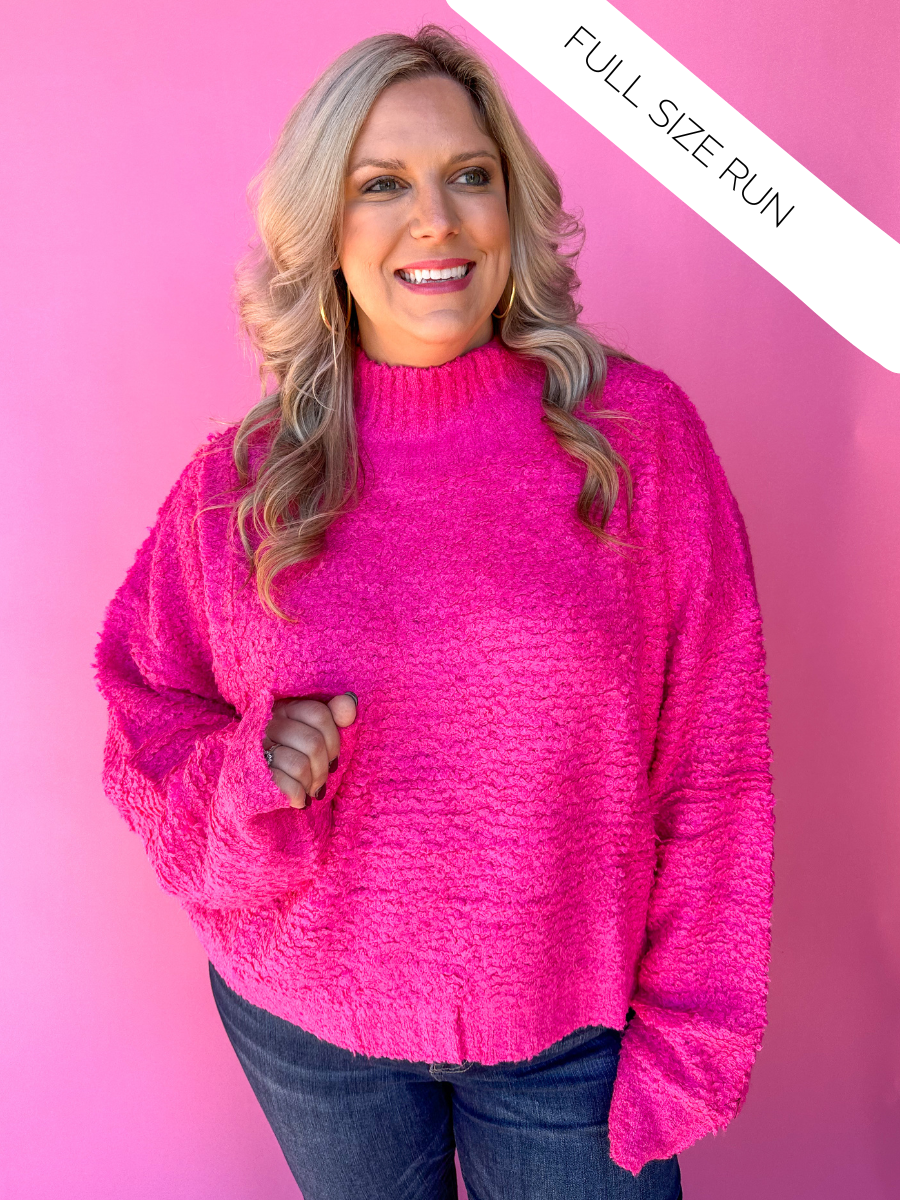 Wasted On You Sweater - Fuchsia