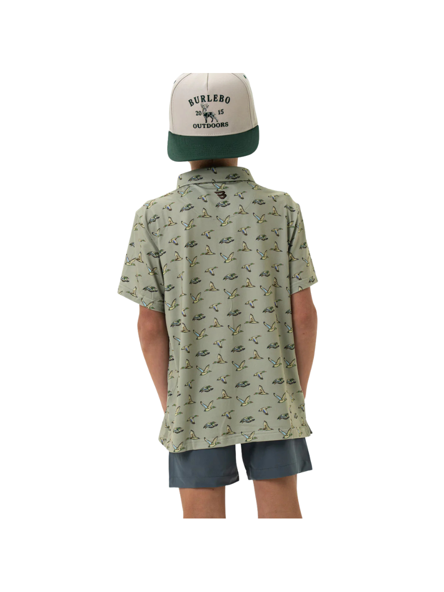 BURLEBO | Youth Polo - Flying Ducks - Green