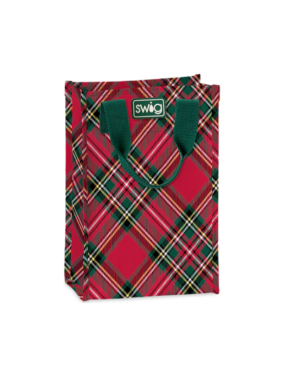 Swig Tall Reusable Gift Bag Christmas Plaid gift jincy's