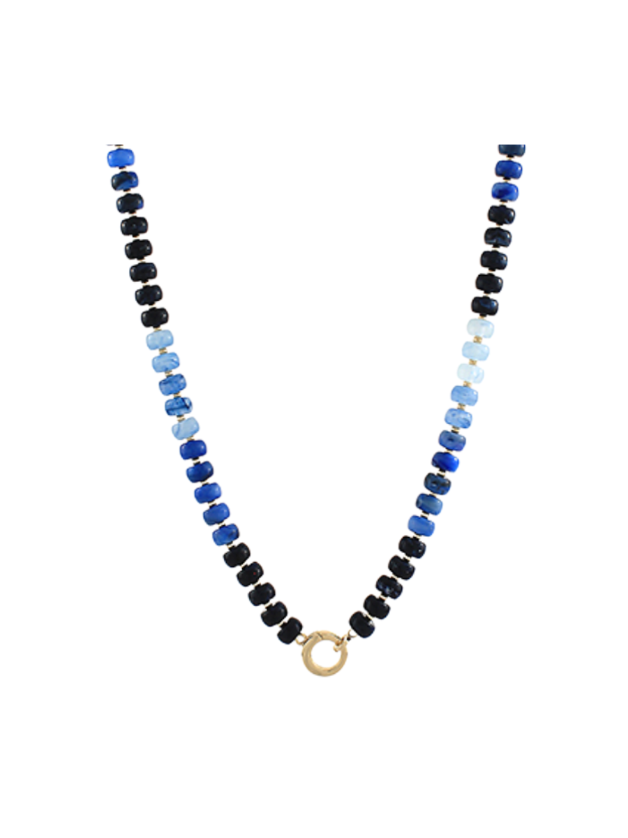 marble bead & ring clasp necklace navy gold womens accessory gift jincy's