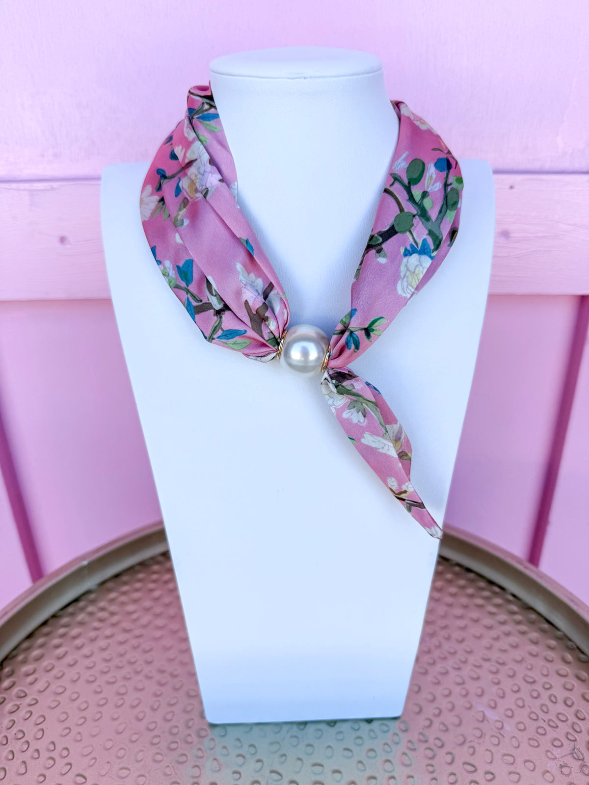 Floral Charm Scarf Necklace