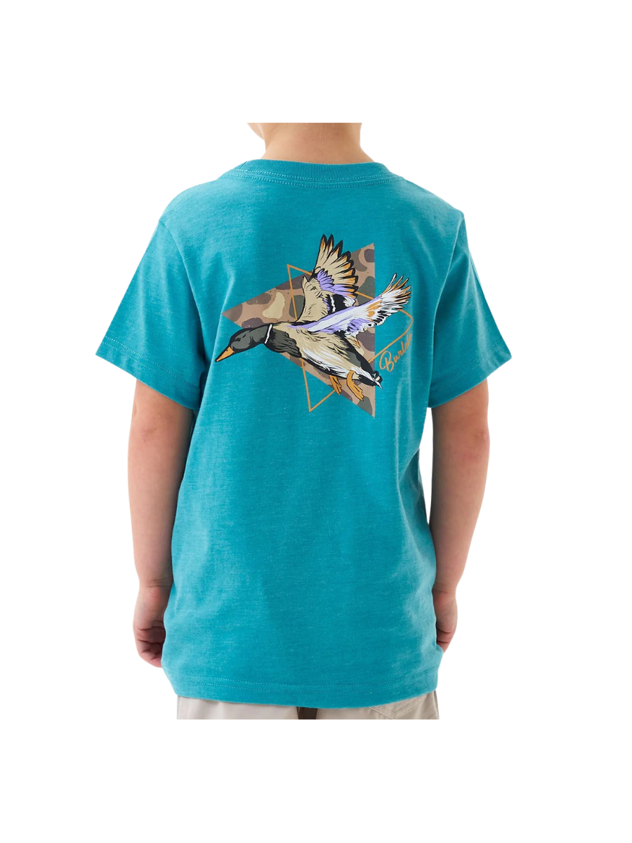 BURLEBO | Youth Tee - SS - Pintail Triangle Duck - Heather Cyan