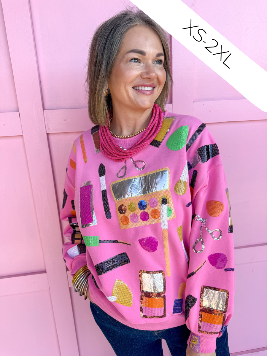 QUEEN OF SPARKLES Makeup Sweatshirt womens boutique statement jincy's 