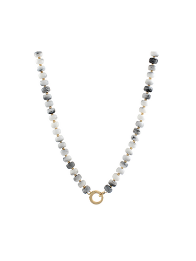marble bead & ring clasp necklace white gold womens accessory gift jincy's