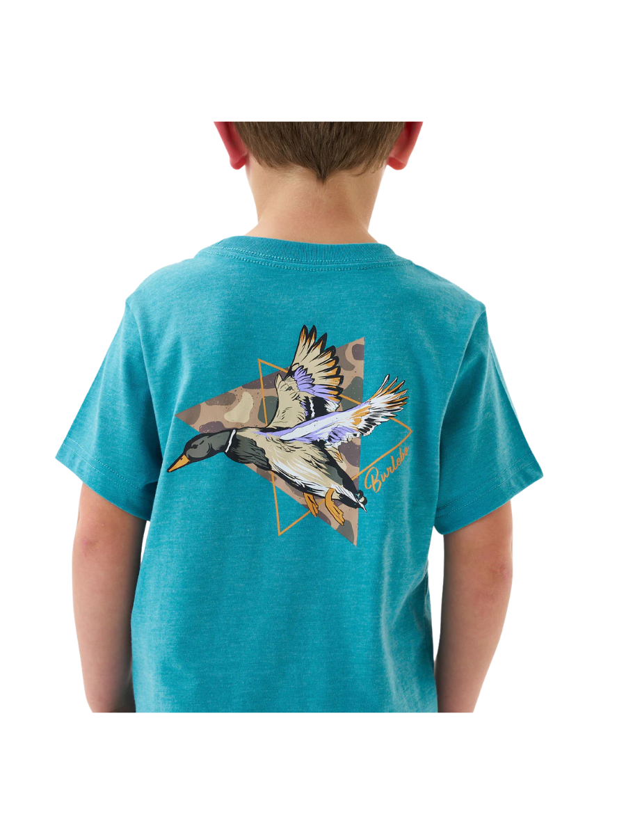 BURLEBO | Youth Tee - SS - Pintail Triangle Duck - Heather Cyan