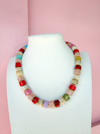 LOVE LEMON LANE | Medium Cylinder Acrylic Beaded Necklace - Blush Multi