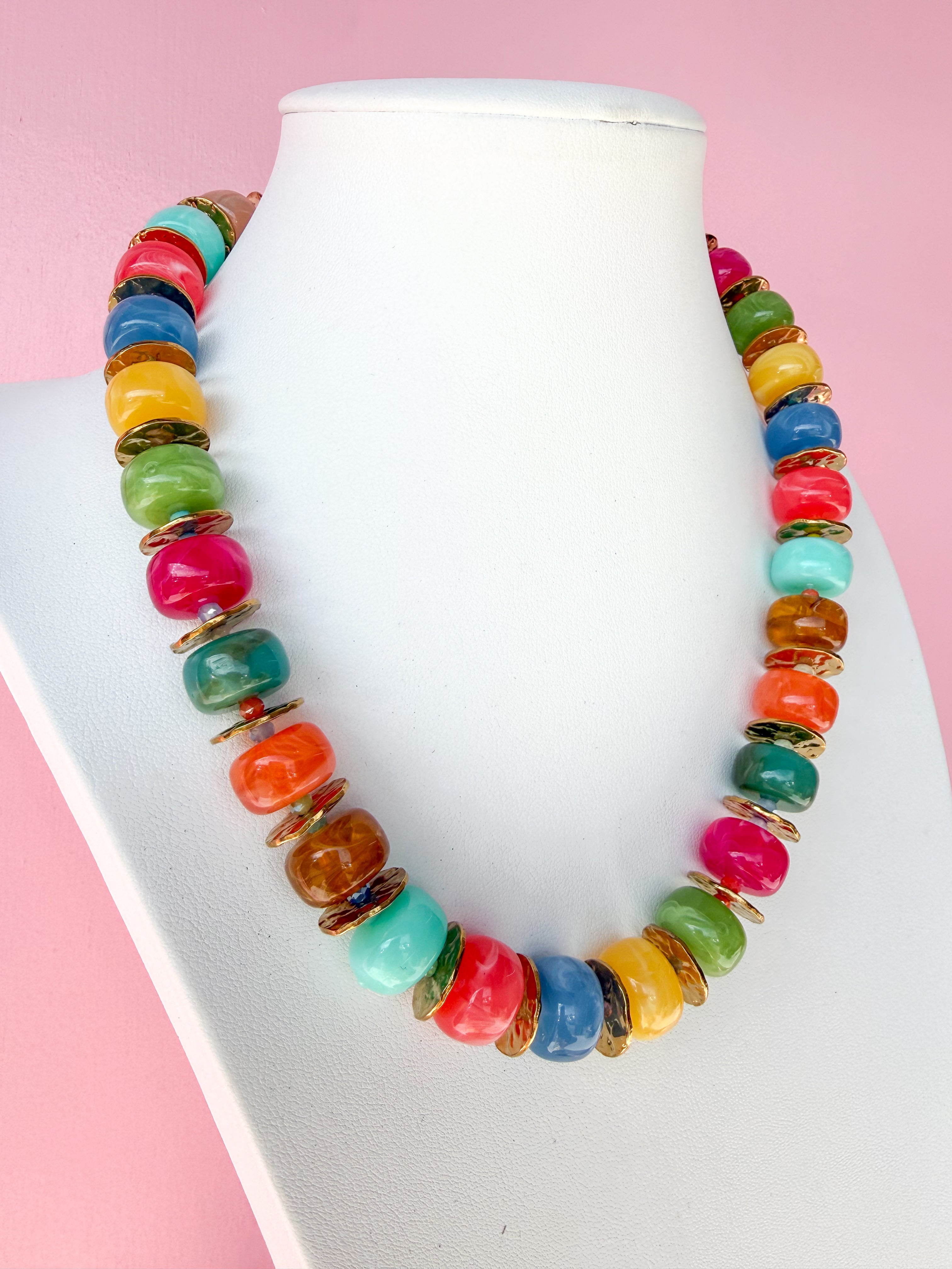 LOVE LEMON LANE | Medium Rondelle Acrylic Bead Necklace - Multi