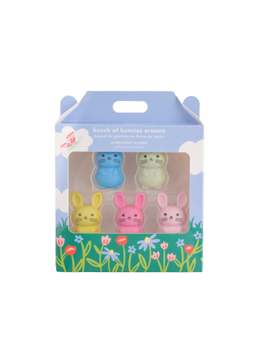 Bunny Eraser Set Pink easter basket filler pinks blue yellow green girls gift jincy's