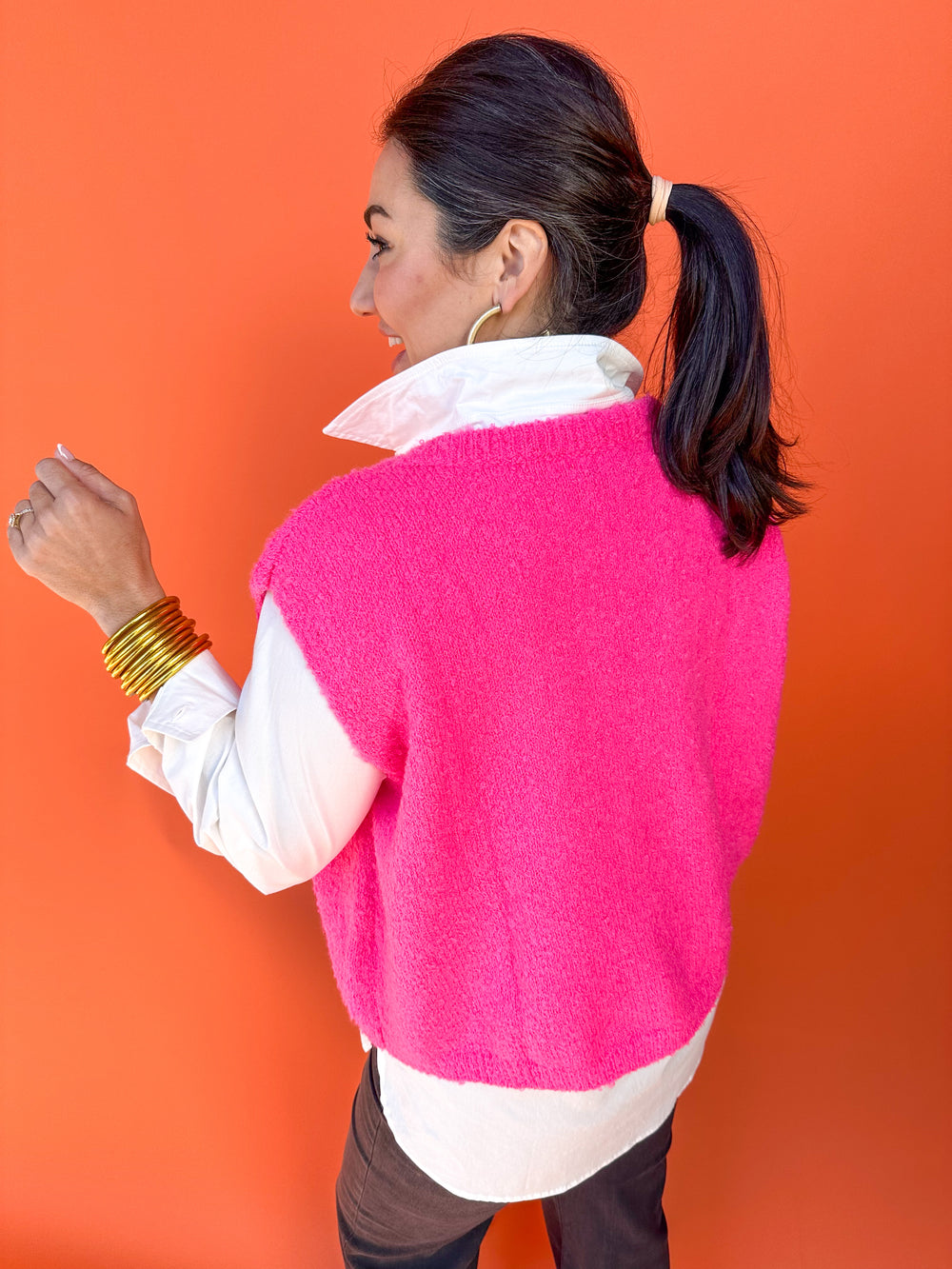 Catching Feelings Sweater Vest - Hot Pink