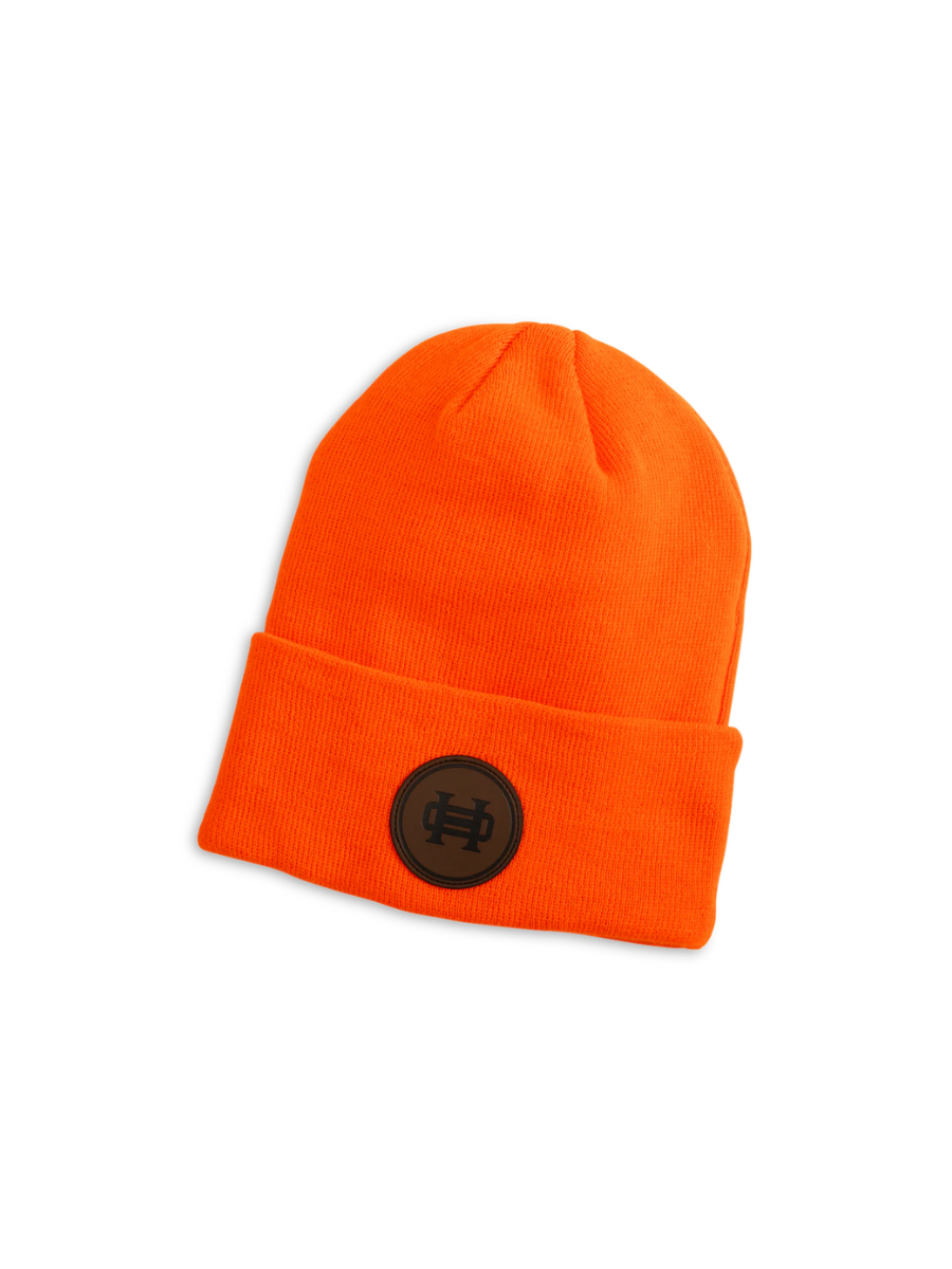 Heybo | Leather Patch Beanie - Blaze Orange