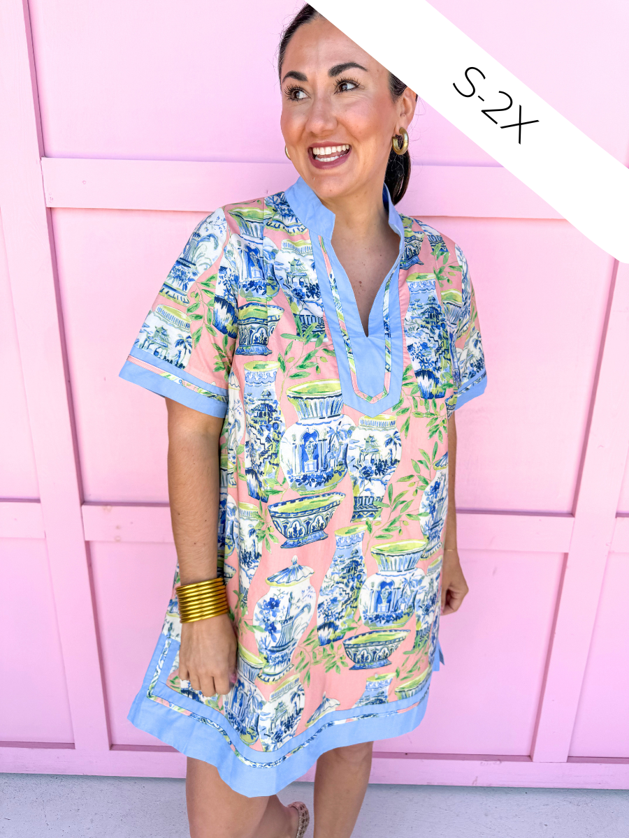 Grand Millennial Gal Dress - Coral Pink