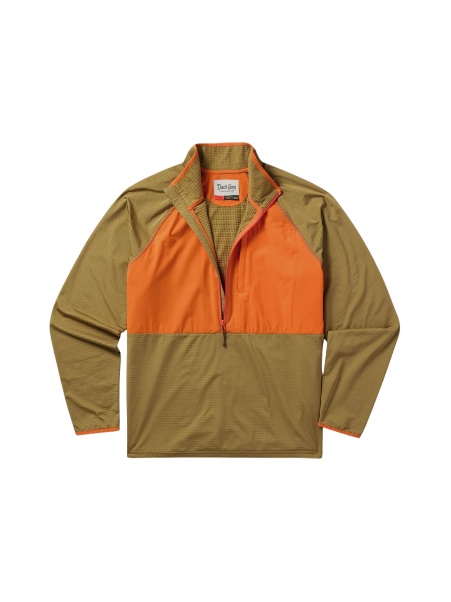 Duck Camp | Wheat/Blaze - Lightweight Grid Tech Fleece