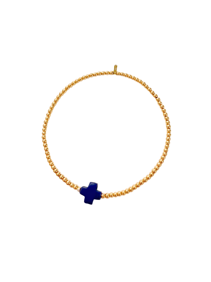 Jincy’s | Megan - 2mm - 18K Gold Bead Cross Bracelet