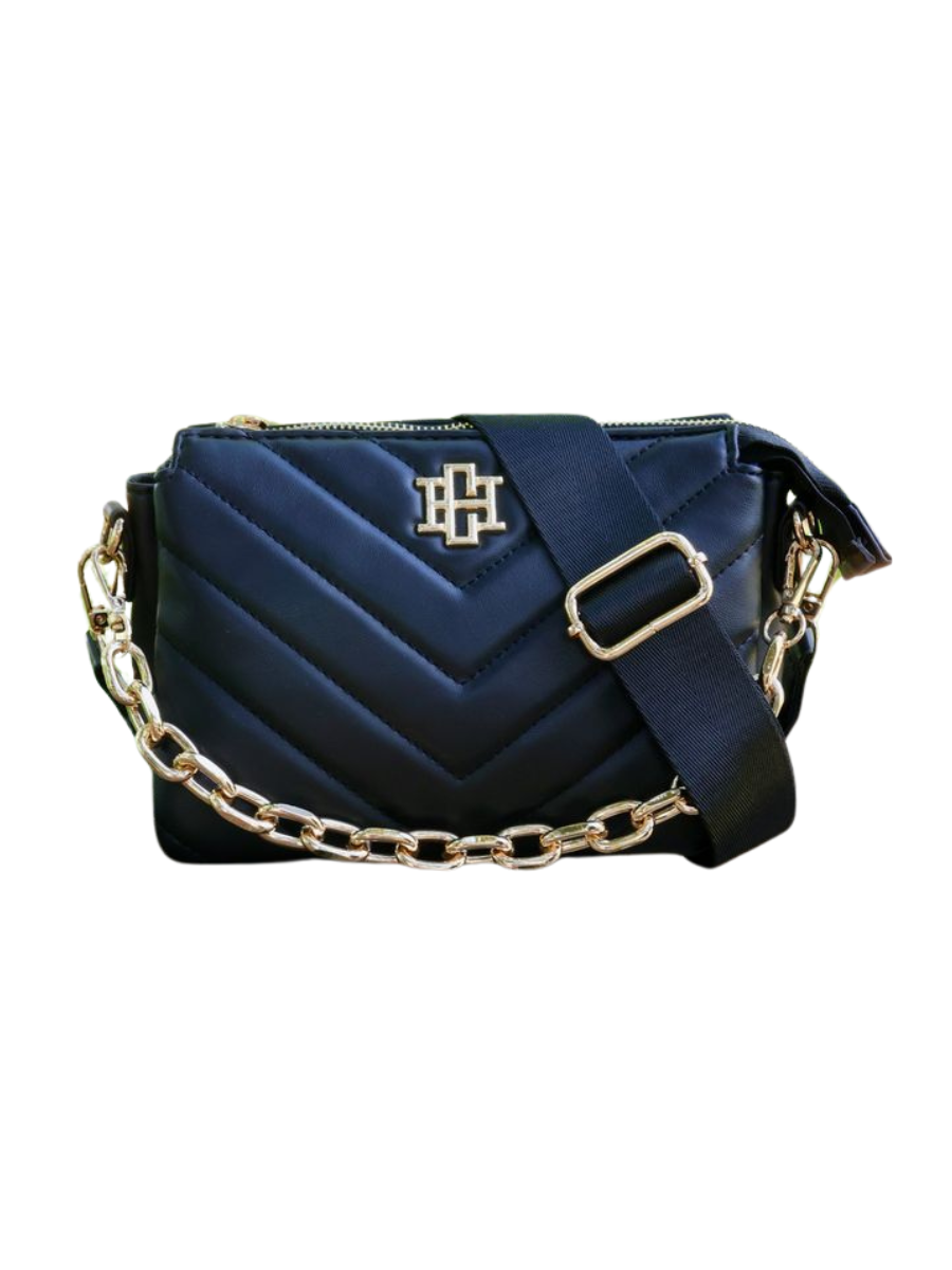 Caroline Hill | Jace Quilted Crossbody - Black V Quilted