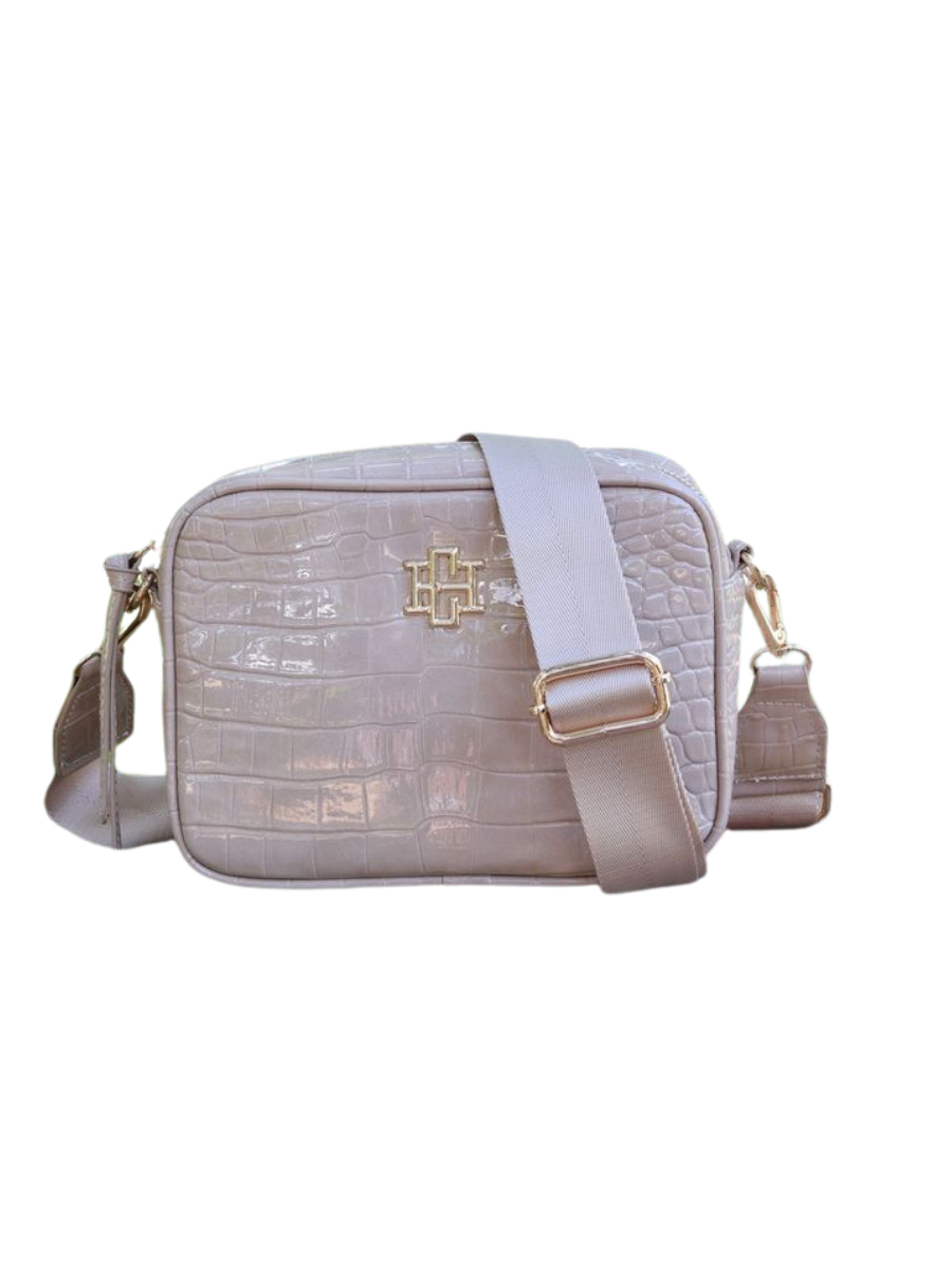 Caroline Hill | Campbell Camera Crossbody - Taupe Patent