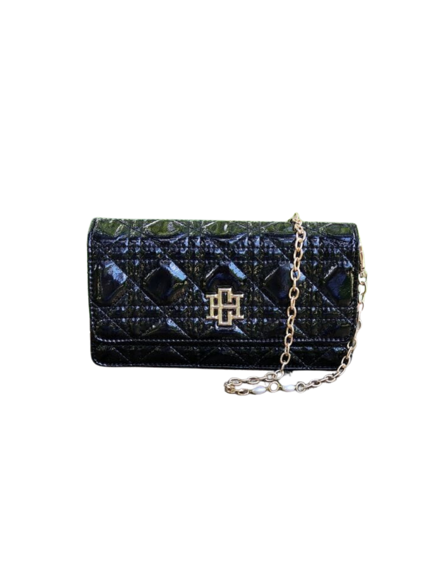 Caroline Hill | Brynleigh Clutch Crossbody - Black Patent LQ