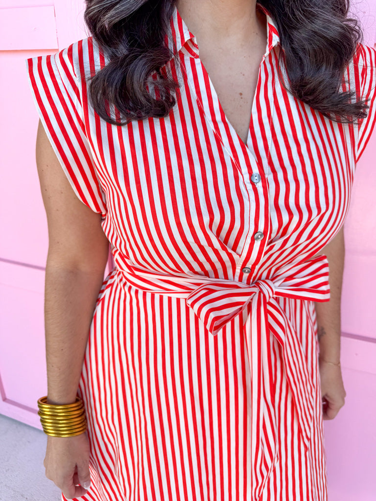 Jincy's Women's Boutique Spring Styles Red & White Stripe Maxi Midi Dress