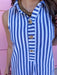 Jincy's Women's Boutique Spring Styles Blue Stripe Maxi Dress Bold Gold Buttons