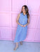 Jincy's Women's Boutique Spring Styles Blue Stripe Maxi Dress Bold Gold Buttons
