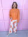 Jincy's Women's Boutique Spring Styles Orange Floral Striped Wide Leg Pants