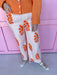 Jincy's Women's Boutique Spring Styles Orange Floral Striped Wide Leg Pants