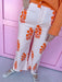 Jincy's Women's Boutique Spring Styles Orange Floral Striped Wide Leg Pants